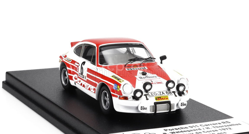 Trofeu Porsche 911 Carrera Rs Coupe (night Version) N 6 Rally Tour De Corse 1972 Bjorn Waldegaard - Hans Thorszelius 1:43 Bílá Červená