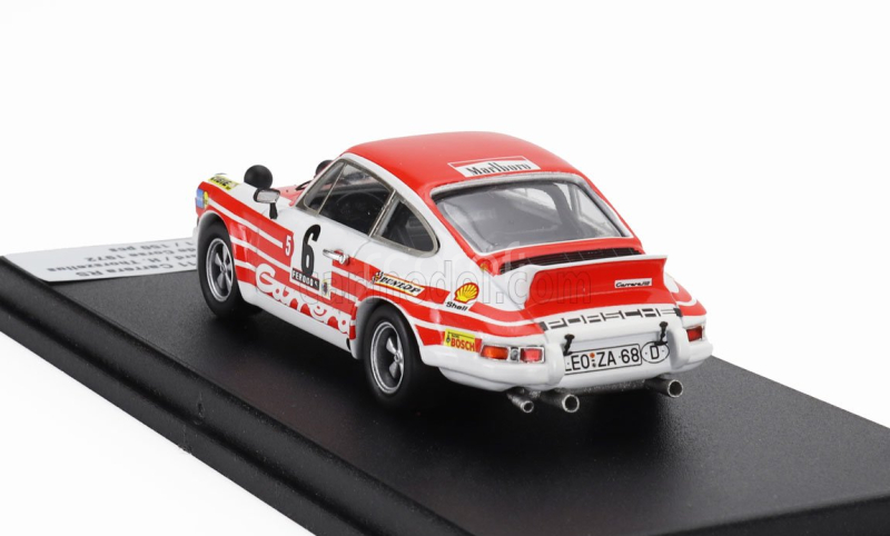 Trofeu Porsche 911 Carrera Rs Coupe (night Version) N 6 Rally Tour De Corse 1972 Bjorn Waldegaard - Hans Thorszelius 1:43 Bílá Červená