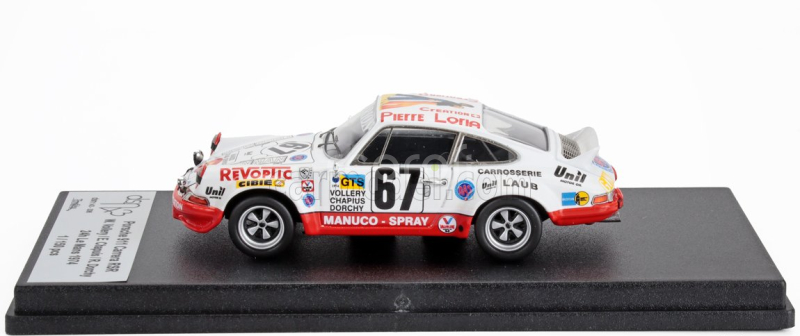 Trofeu Porsche 911 Carrera Rsr N 67 24h Le Mans 1974 William Vollery - Eric Vollery - Roger Dorchy 1:43 Bílá Zelená