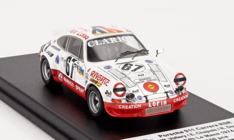 Trofeu Porsche 911 Carrera Rsr N 67 24h Le Mans 1974 William Vollery - Eric Vollery - Roger Dorchy 1:43 Bílá Zelená