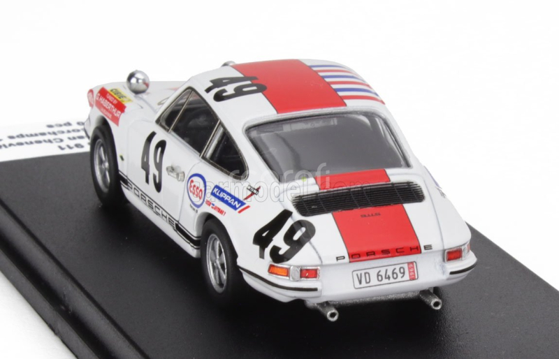 Trofeu Porsche 911 Coupe N 49 2nd 24h Spa Francorchamps 1969 Claude Haldi - Jean Cheneviere 1:43 Bílá Červená