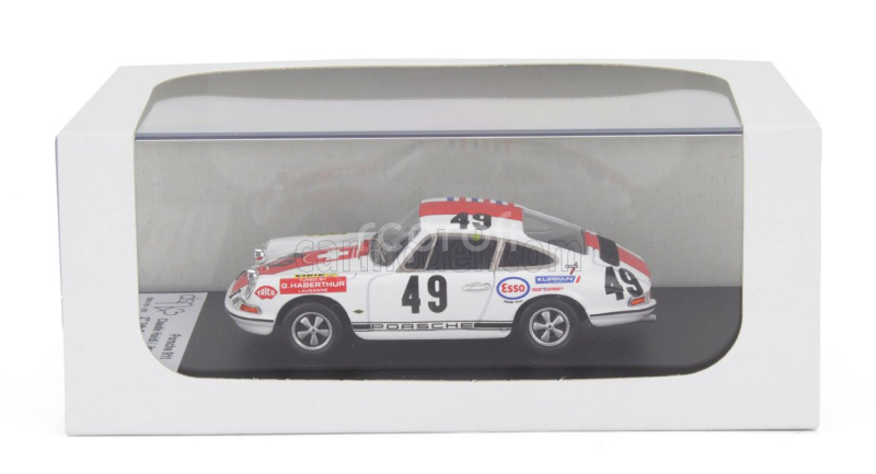 Trofeu Porsche 911 Coupe N 49 2nd 24h Spa Francorchamps 1969 Claude Haldi - Jean Cheneviere 1:43 Bílá Červená