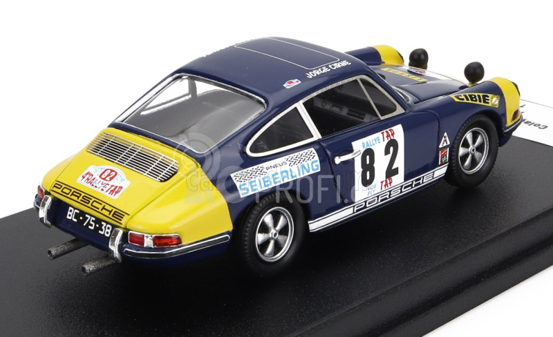 Trofeu Porsche 911s Coupe N 82 Tap Rally 1970 Colaco Marques - Jorge Cirne 1:43 Modrá Žlutá