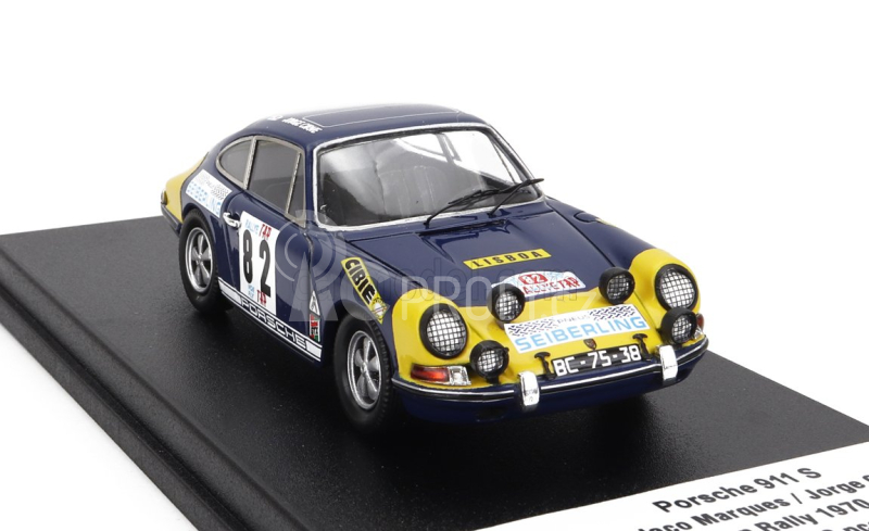 Trofeu Porsche 911s Coupe N 82 Tap Rally 1970 Colaco Marques - Jorge Cirne 1:43 Modrá Žlutá