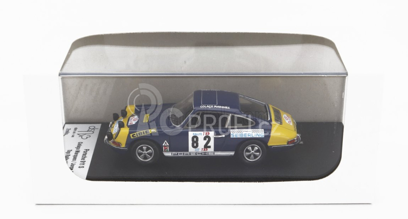 Trofeu Porsche 911s Coupe N 82 Tap Rally 1970 Colaco Marques - Jorge Cirne 1:43 Modrá Žlutá