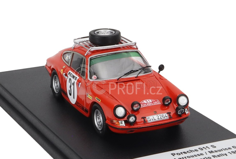 Trofeu Porsche 911s Coupe (night Version) N 31 2nd Rally Montecarlo 1969 Gerard Larrousse - Maurice Gelin 1:43 Orange