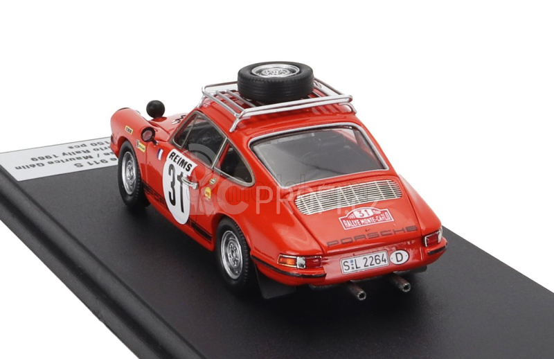 Trofeu Porsche 911s Coupe (night Version) N 31 2nd Rally Montecarlo 1969 Gerard Larrousse - Maurice Gelin 1:43 Orange