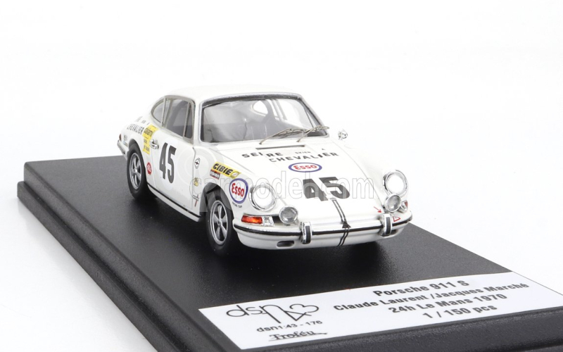 Trofeu Porsche 911s Coupe Team C.laurent N 45 24h Le Mans 1970 Claude Laurent - Jacques Marche 1:43 Bílá