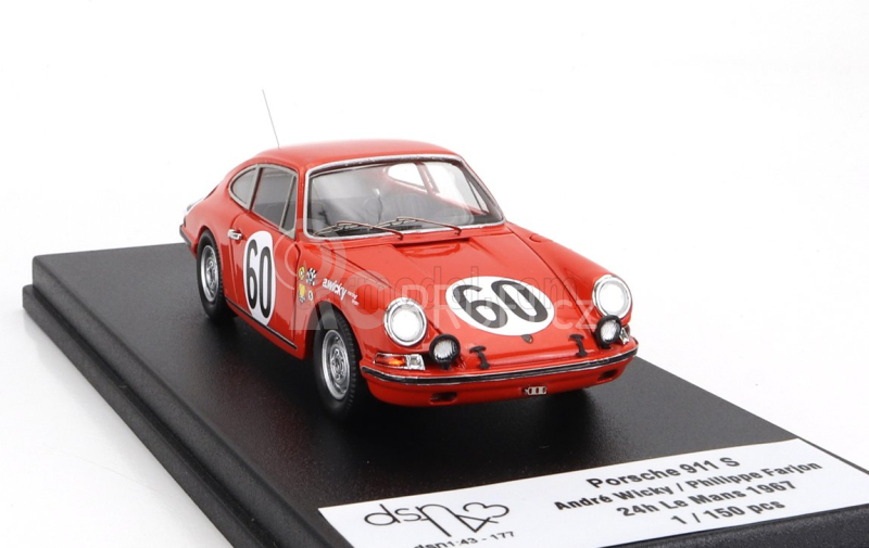 Trofeu Porsche 911s Coupe Team Farjon N 60 24h Le Mans 1967 Andre Wicky - Philippe Farjon 1:43 Orange