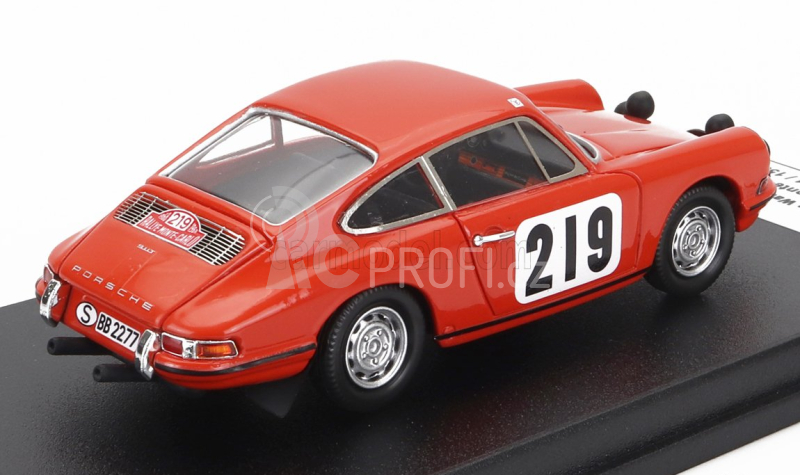 Trofeu Porsche 911t Coupe N 219 10th Rally Montecarlo 1968 Bjorn Waldegaard - Lars Helmer 1:43 Orange