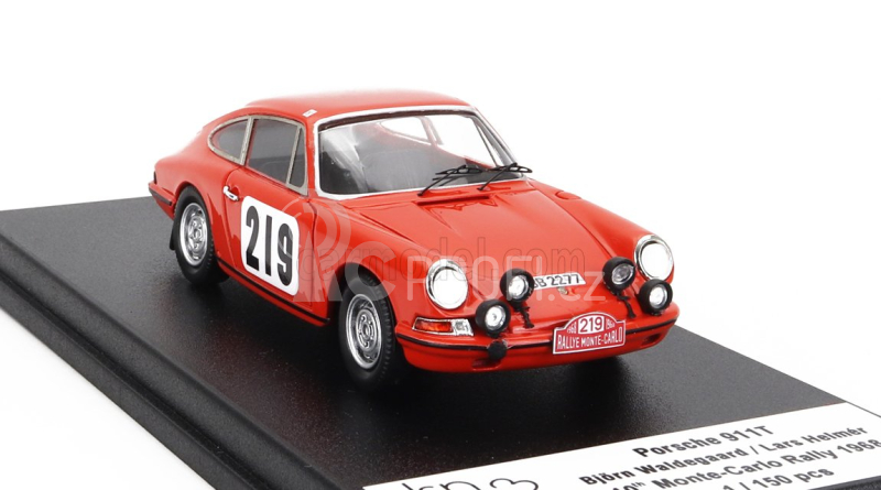Trofeu Porsche 911t Coupe N 219 10th Rally Montecarlo 1968 Bjorn Waldegaard - Lars Helmer 1:43 Orange