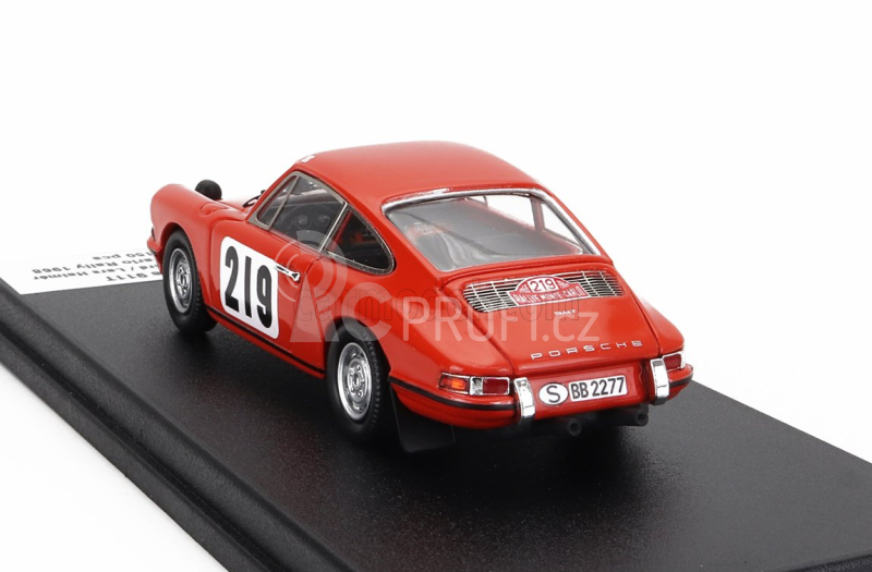 Trofeu Porsche 911t Coupe N 219 10th Rally Montecarlo 1968 Bjorn Waldegaard - Lars Helmer 1:43 Orange