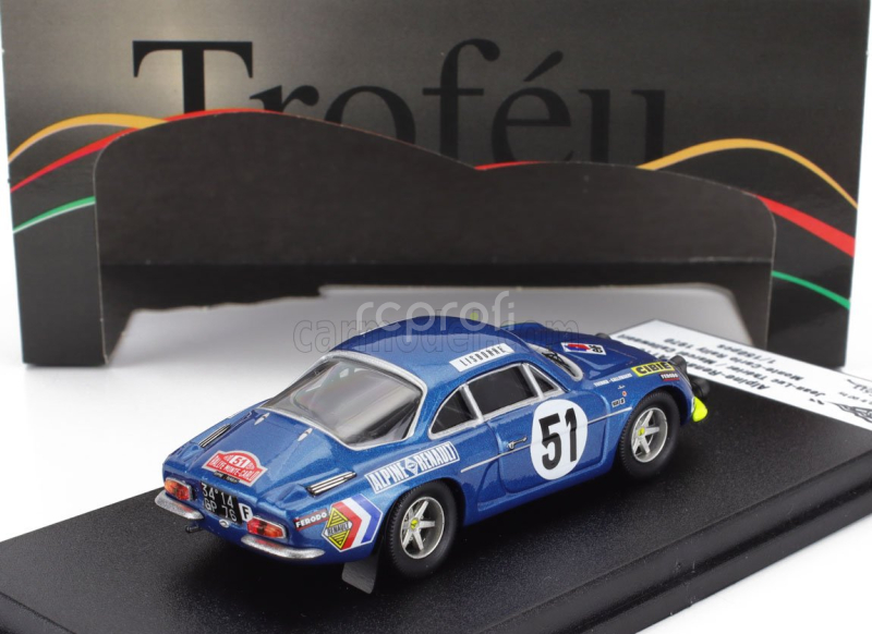 Trofeu Renault Alpine A110 N 51 Rally Montecarlo 1970 Jean Luc Therier - Marcel Callewaert 1:43 Blue
