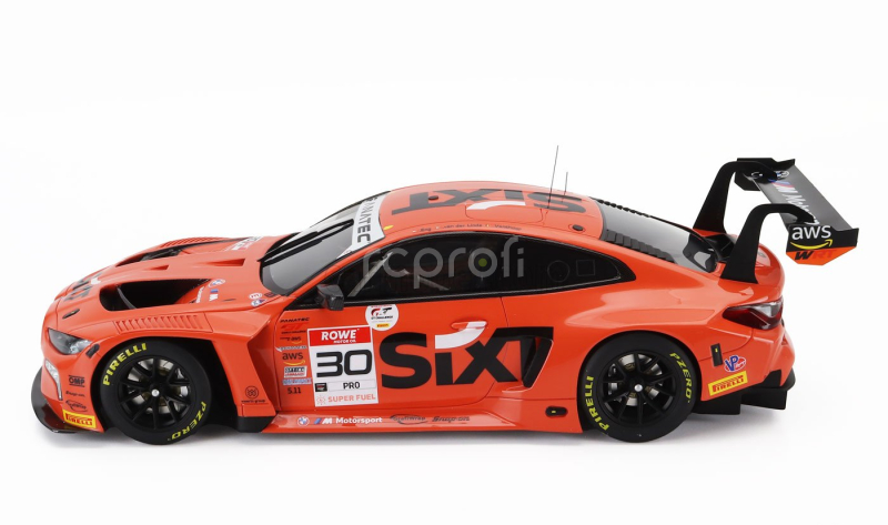 Truescale BMW 4-series M4 Gt3 Team Bmw Wrt N 30 Winner 8h Igtc Indy 2023 Sheldon Van Der Linde - Dries Vanthoor - Philippe Eng 1:18 Oranžová Černá