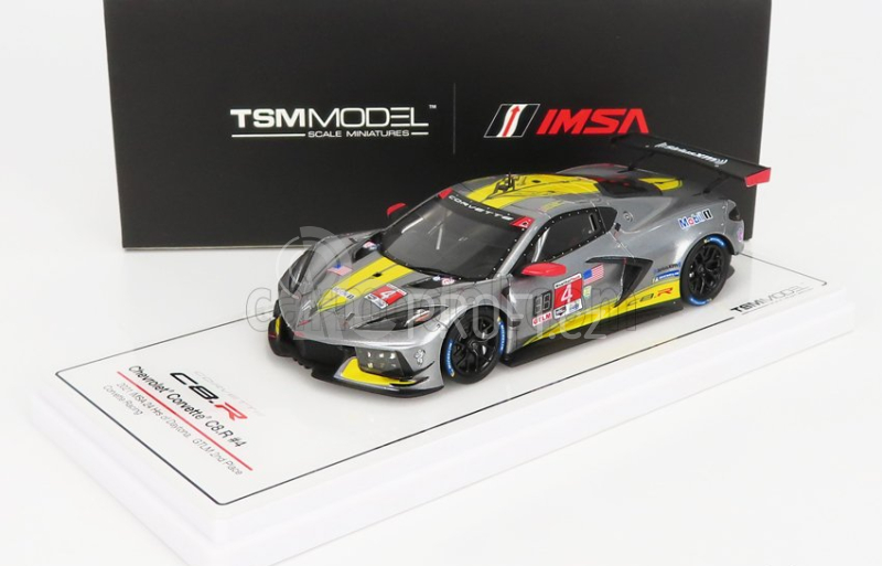 Truescale Chevrolet C8.r 6.2l V8 Team Corvette Racing N 4 2nd Gtlm Class 24h Daytona 2021 T.milner - A.sims - N.tandy 1:43 Žlutá Šedá