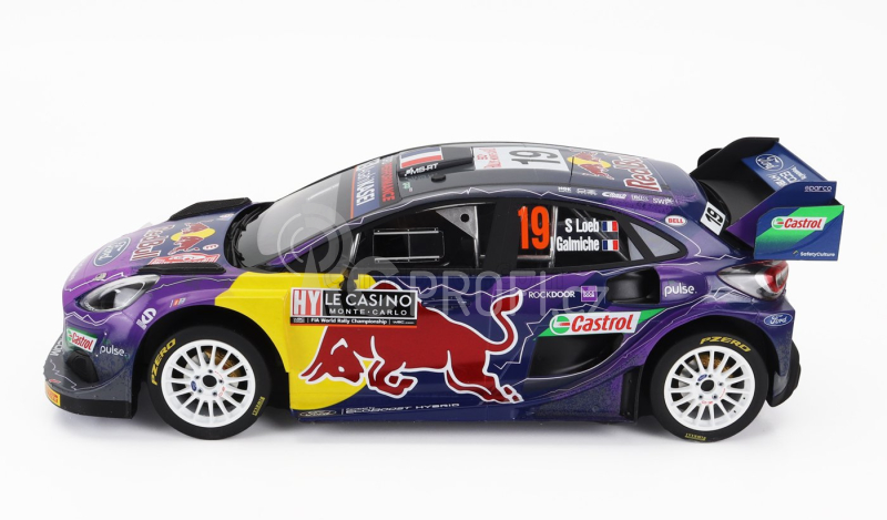 Truescale Ford england Puma Rally1 Red Bull Team Ford World Rally M-sport N 19 Winner Rally Montecarlo 2022 S.loeb - I.galmiche 1:18 Fialová Žlutá Černá