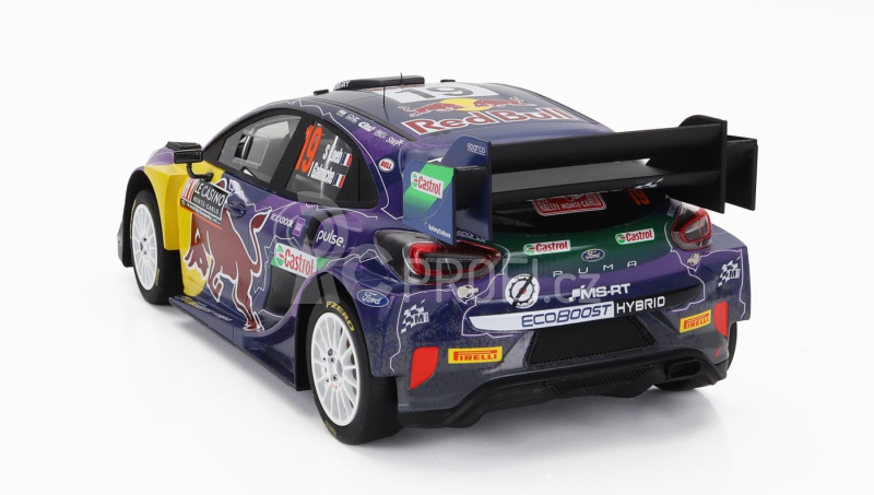 Truescale Ford england Puma Rally1 Red Bull Team Ford World Rally M-sport N 19 Winner Rally Montecarlo 2022 S.loeb - I.galmiche 1:18 Fialová Žlutá Černá