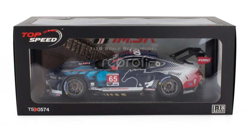Truescale Ford usa Mustang Gt3 5.4l V8 Team Multimac Motorsport N 65 Imsa 24h Daytona 2024 Joey Hand - Dirk Muller - Frederic Vervisch 1:18 Blue