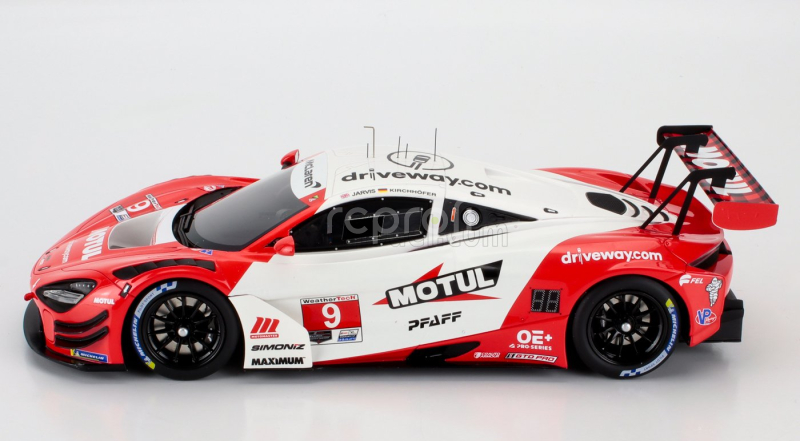 Truescale Mclaren 720s Gt3 Evo 4.0l Turbo V8 Team Pfaff Motorsport N 9 Imsa Motul Course Monterey 2024 Oliver Jarvis - Marvin Kirchhofer 1:18 Červená Bílá