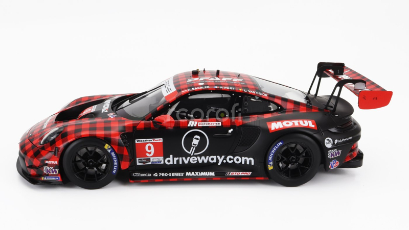 Truescale Porsche 911 992 Gt3 R Team Pfaff Motorsports N 9 Winner Gtd Pro Class 12h Sebring 2023 Klaus Bachler - Patrick Pilet - Laurens Vanthoor 1:18 Červená Černá
