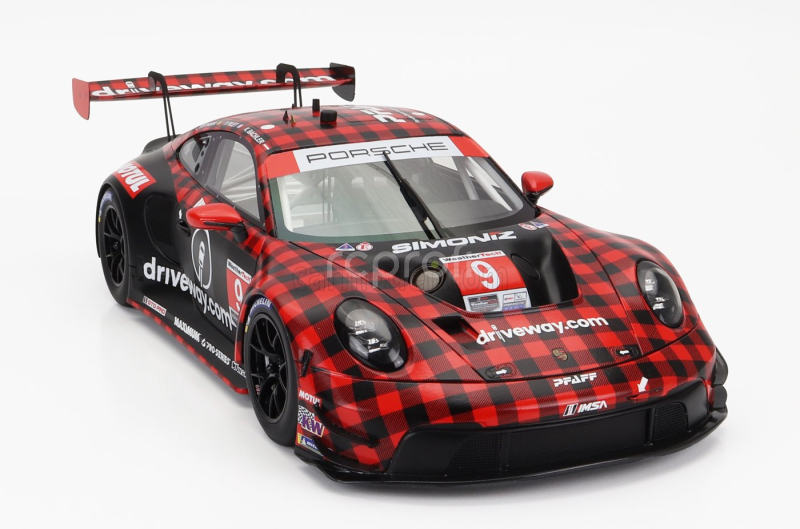 Truescale Porsche 911 992 Gt3 R Team Pfaff Motorsports N 9 Winner Gtd Pro Class 12h Sebring 2023 Klaus Bachler - Patrick Pilet - Laurens Vanthoor 1:18 Červená Černá