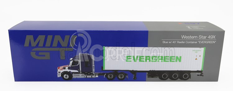 Truescale Western star 49x Truck Trasporto Container 40' Evergreen 1990 1:64 Modrá Bílá
