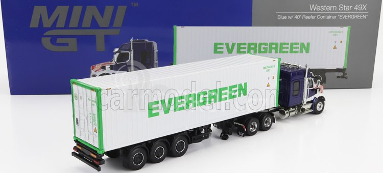 Truescale Western star 49x Truck Trasporto Container 40' Evergreen 1990 1:64 Modrá Bílá