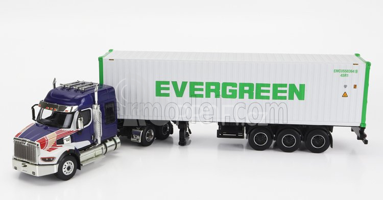 Truescale Western star 49x Truck Trasporto Container 40' Evergreen 1990 1:64 Modrá Bílá
