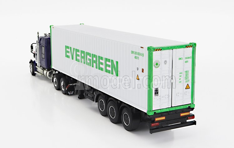 Truescale Western star 49x Truck Trasporto Container 40' Evergreen 1990 1:64 Modrá Bílá
