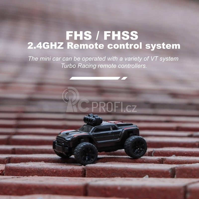 Turbo Racing 1/76 Off-Road RC Car RTR (šedá s oranžovým pruhem)