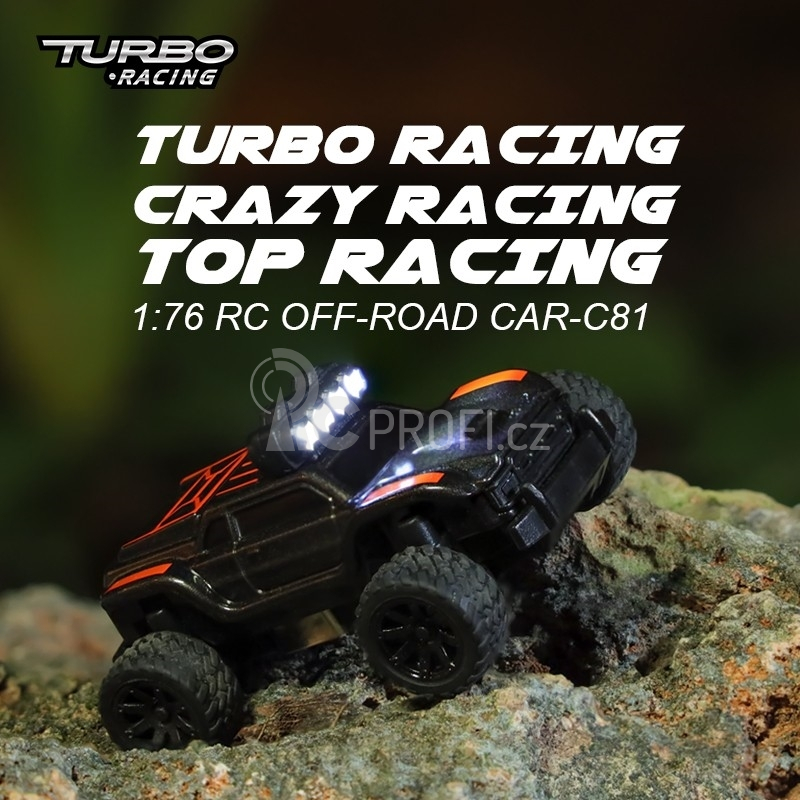 Turbo Racing 1/76 Off-Road RC Car RTR (šedá s oranžovým pruhem)