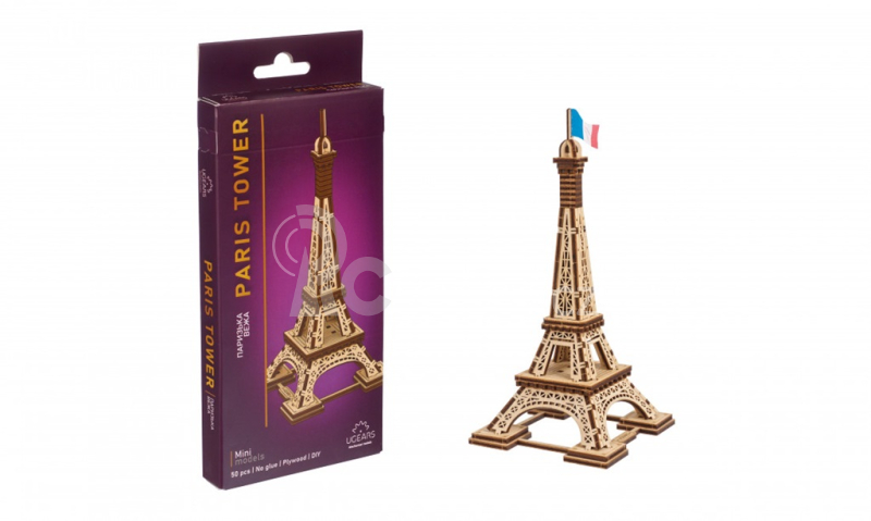 Ugears 3D dřevěné mechanické puzzle Eifellova věž