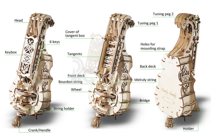 Ugears 3D dřevěné mechanické puzzle Hurdy-Gurdy