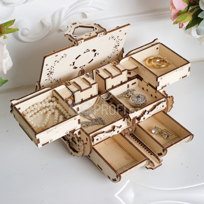 Ugears 3D dřevěné mechanické puzzle Jantarová šperkovnice