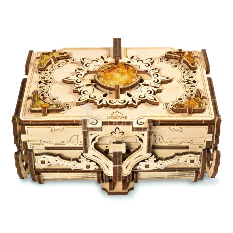 Ugears 3D dřevěné mechanické puzzle Jantarová šperkovnice