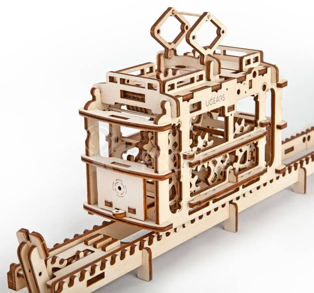 Ugears 3D dřevěné mechanické puzzle Kabinová lanovka s tratí