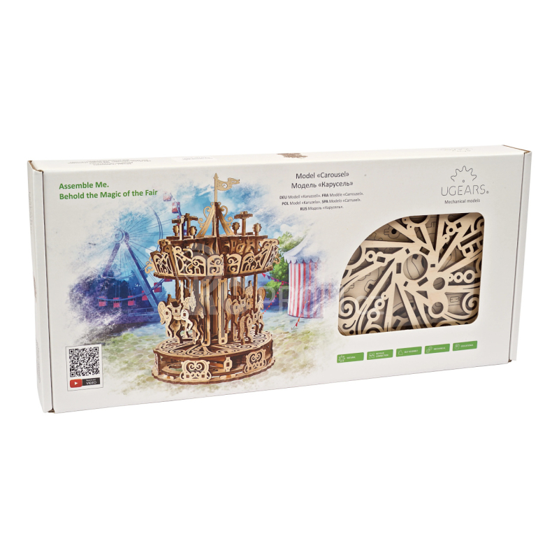 Ugears 3D dřevěné mechanické puzzle Kolotoč