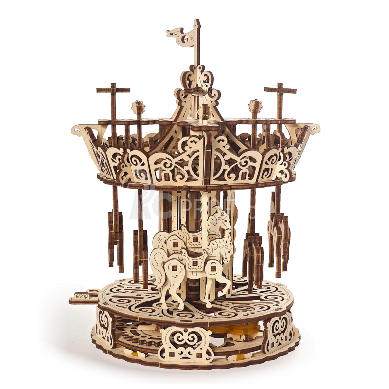 Ugears 3D dřevěné mechanické puzzle Kolotoč