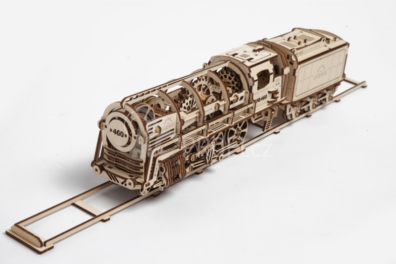 Ugears 3D dřevěné mechanické puzzle Parní lokomotiva 4-6-0 s tendrem
