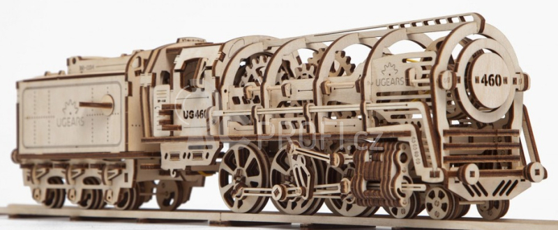 Ugears 3D dřevěné mechanické puzzle Parní lokomotiva 4-6-0 s tendrem