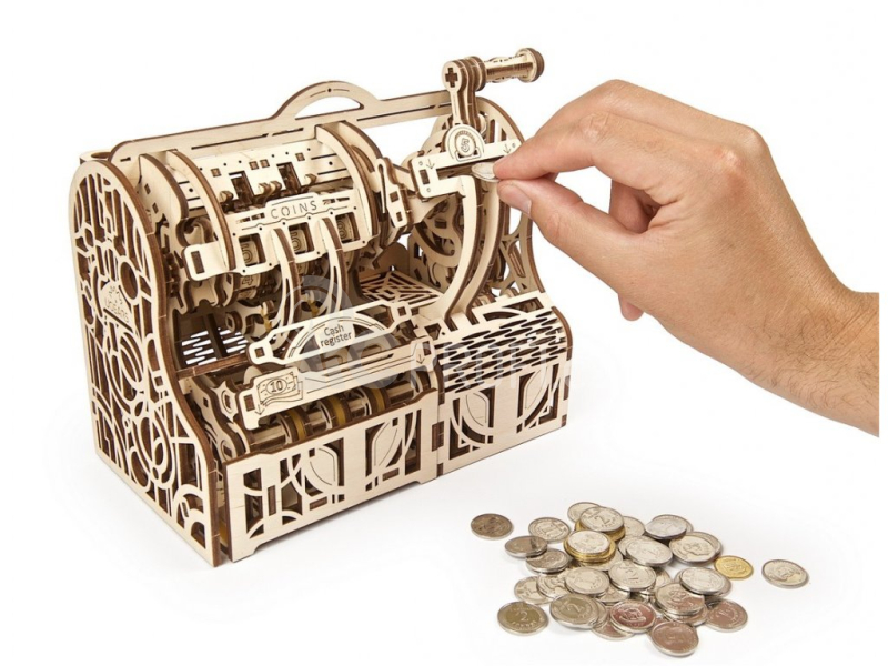 Ugears 3D dřevěné mechanické puzzle Pokladna