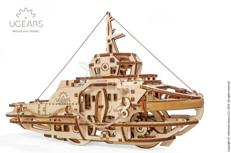 Ugears 3D dřevěné mechanické puzzle Remorkér