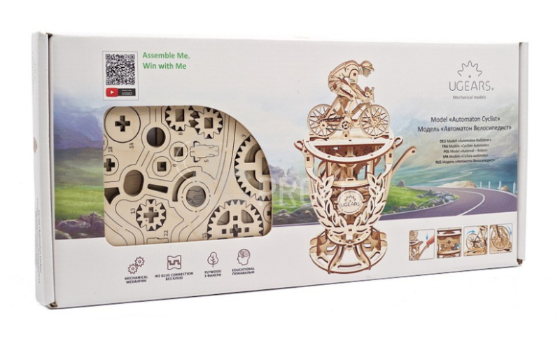 Ugears 3D dřevěné mechanické puzzle Samohybný cyklista