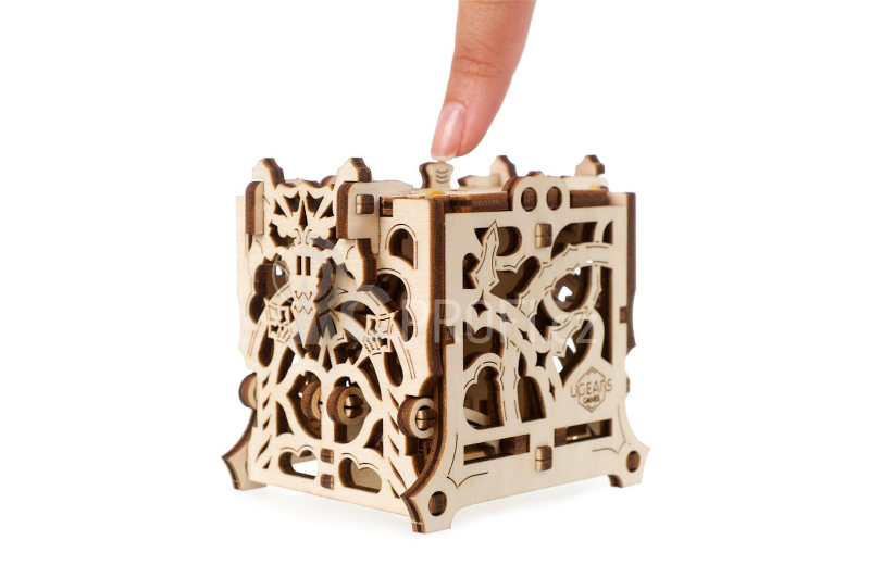 Ugears 3D dřevěné mechanické puzzle Schránka na kostky