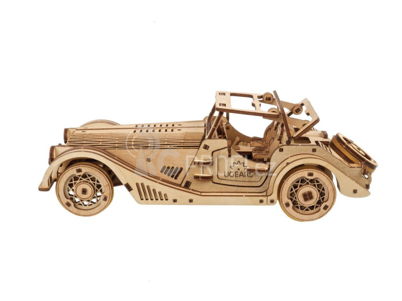 Ugears 3D dřevěné mechanické puzzle Sportovní auto Rapid Mouse