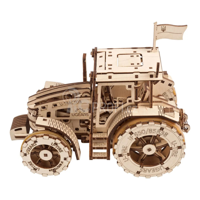 Ugears 3D dřevěné mechanické puzzle Traktor vítězí