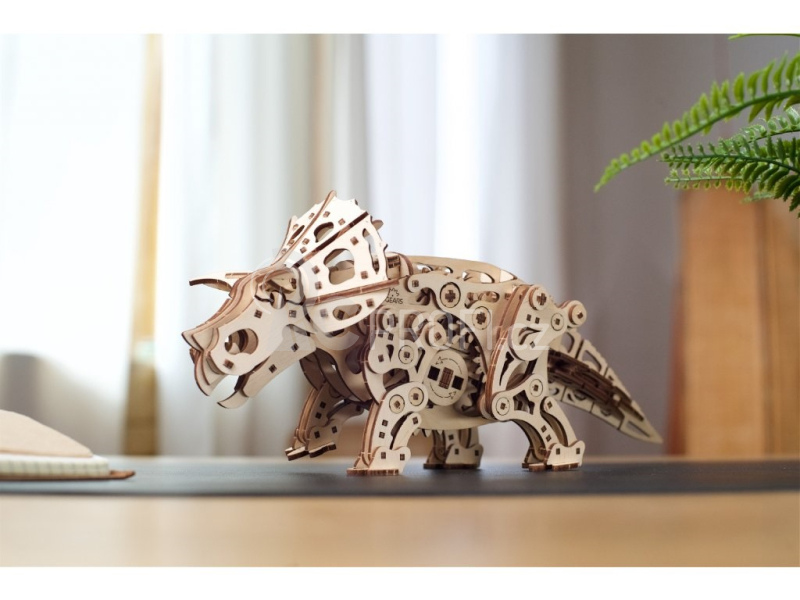 Ugears 3D dřevěné mechanické puzzle Triceratops