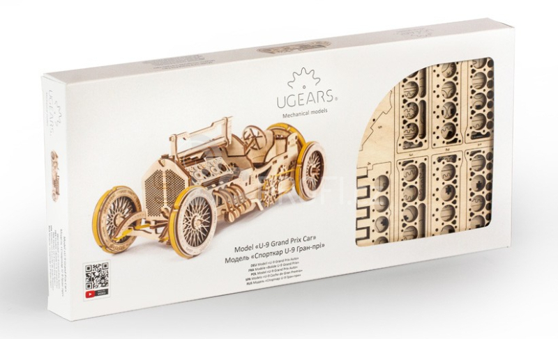 Ugears 3D dřevěné mechanické puzzle U9 Auto (Grand Prix)