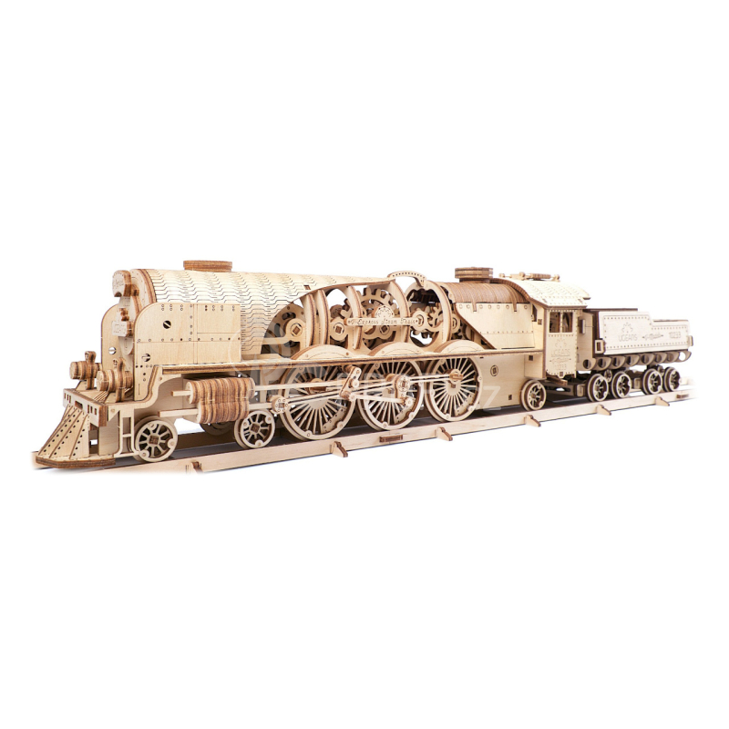 Ugears 3D dřevěné mechanické puzzle V-Express parní lokomotiva 4-6-2 s tendrem