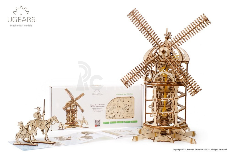 Ugears 3D dřevěné mechanické puzzle Větrný mlýn